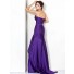 Nice Sheath Sweetheart Long Purple Chiffon Ruched Evening Wear Dress