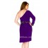 One Shoulder Short Purple Chiffon Beaded Plus Size Cocktail Prom Dress With Sleeve