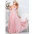 Perfect A Line Strapless Sweetheart Long Blush Pink Chiffon Beaded Prom Dress
