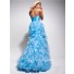 Popular High Low Sweetheart Ligh Blue Organza Party Prom Dress With Beading Ruffles