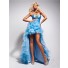 Popular High Low Sweetheart Ligh Blue Organza Party Prom Dress With Beading Ruffles