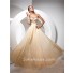 Pretty A Line Princess Sweetheart Long Champagne Chiffon Prom Dress With Beading Sequins