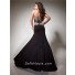 Pretty Sweetheart See Through Long Black Chiffon Tulle Beaded Corset Prom Dress With Slit
