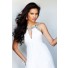 Princess A Line Front Keyhole Long White Chiffon Beaded Evening Prom Dress With Straps