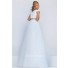 Princess A Line Off The Shoulder Two Piece White Tulle Pearl Beaded Prom Dress