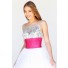 Princess A Line Spaghetti Straps Long White Tulle Beaded Prom Dress With Sash