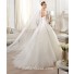 Princess A Line Strapless Backless Three Quarter Long Sleeve Lace Tulle Wedding Dress