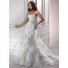 Princess A Line Strapless Corset Back Lace Flowers Wedding Dress With Detachable Straps