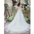 Princess A Line Strapless Corset Back Tulle Lace Crystal Wedding Dress