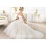Princess A Line Strapless Glitter Tulle Flower Wedding Dress With Crystal Sash