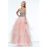 Princess A Line Strapless Long Mint Green Tulle Sequin Beaded Prom Dress