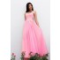 Princess A Line Strapless Sweetheart Long Pink Lace Tulle Wedding Prom Dress