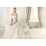 Princess A Line Strapless Tiered Organza Ruffle Wedding Dress With Crystal Sash
