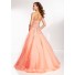 Princess A Line Sweetheart Long Coral Organza Beaded Prom Dress Corset Back