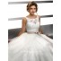 Princess Ball Gown Bateau Lace Tulle Wedding Dress With Sash Buttons