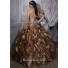 Princess Ball Gown Gold Taffeta Quinceanera Dress With Beading