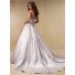 Princess Ball Gown Strapless Scoop Neck Satin Beaded Crystals Wedding Dress