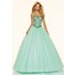 Princess Ball Gown Strapless Mint Green Tulle Beaded Prom Dress Corset Back