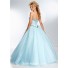 Princess Ball Gown Sweetheart Light Baby Blue Tulle Beaded Prom Dress Corset Back