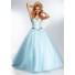 Princess Ball Gown Sweetheart Light Baby Blue Tulle Beaded Prom Dress Corset Back