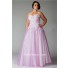 Princess Ball Gown Sweetheart Long Lilac Purple Tulle Lace Plus Size Prom Dress