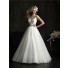 Princess Ball Gown V Neck Tulle Lace Wedding Dress With Straps Belt