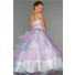 Princess Halter Aqua Pink Organza Tiered Ruffle Beaded Flower Girl Pageant Dress