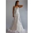 Princess Mermaid Sweetheart Low Back Long White Lace Tulle Beaded Evening Prom Dress