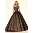 Puffy Ball Gown Strapless Corset Black Tulle Lace Beaded Prom Dress