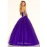 Puffy Ball Gown Strapless Purple Tulle Beaded Sparkly Prom Dress Corset Back