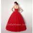 Puffy Ball Gown Strapless Red Tulle Beaded Prom Dress Corset Back