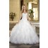 Puffy Ball Gown Tulle Ruffle Lace Crystal Beaded Corset Wedding Dress