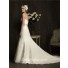Romantic A Line Strapless Ruched Organza Lace Wedding Dress With Crystals Belt