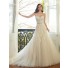 Romantic A Line Strapless Sweetheart Ivory Tulle Lace Beaded Crystal Wedding Dress