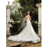 Romantic A Line Sweetheart Neckline Ivory Satin Lace Wedding Dress Chapel Train