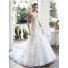 Romantic Ball Gown Strapless Satin Beaded Organza Ruffle Wedding Dress Corset Back