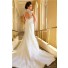 Romantic Mermaid Scalloped French Lace Open Back Wedding Dress With Buttons