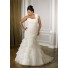 Romantic Mermaid Strapless Organza Ruffle Plus Size Wedding Dress With Detachable Strap