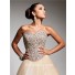 Royal A Line Princess Sweetheart Floor Length Champagne Tulle Beaded Prom Dress