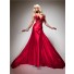 Royal Queen Straps Sweetheart Backless Long Red Silk Beading Prom Dress With Train