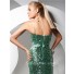 Royal Sheath Strapless Long Green Sequin Prom Dress With Slit Beading Rhinestones