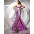 Royal Sheath Strapless Long Purple Sequin Prom Dress With Slit Beading Rhinestones