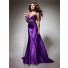 Royal Sweetheart Straps Backless Long Purple Silk Beading Prom Dress With Train