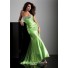 Royal sheath strapless long lime green silk prom dress with beading and corset