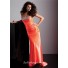 Royal sheath strapless long orange silk prom dress with beading and corset
