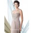 Sexy A Line Illusion Bateau Neckline Grey Chiffon Beaded Mother Of The Bride Evening Dress