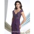 Sexy A Line V Neck Cap Sleeve Purple Chiffon Sequined Mother Of The Bride Evening Dress