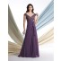 Sexy A Line V Neck Cap Sleeve Purple Chiffon Sequined Mother Of The Bride Evening Dress