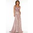 Sexy A Line V Neck Long Nude Lace Beaded Special Occasion Evening Dress
