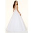 Sexy Ball Gown Deep V Neck Low Back White Tulle Beaded Sparkly Prom Dress